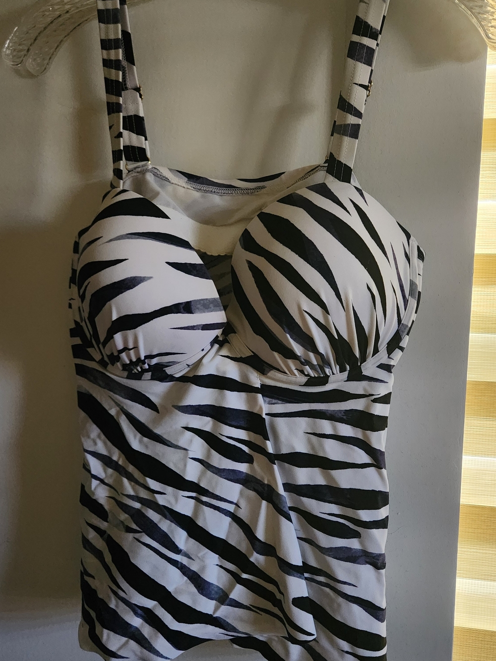 Zebra Print Tankini Top - Black & White